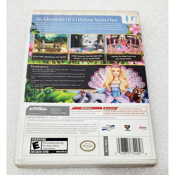 Barbie as the Island Princess Nintendo Wii 2007 Tested No Manual Adventure Game - Picture 10 of 10
